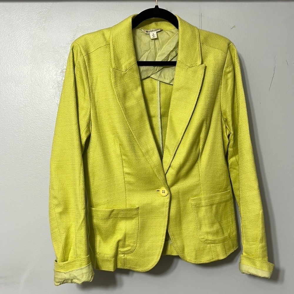 Spanner Chartreuse Yellow Cotton Blazer Women’s S… - image 2